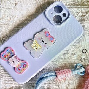 Cute Bear Design Phone Case - Light Purple
